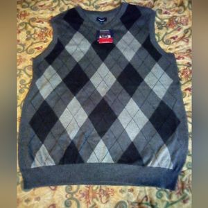 Croft & Barrow Signature Classics Pullover Argyle Sleeveless Sweater Men LT Gray
